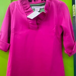 Stunning Pink Gretchen Scott Jersey Ruffneck Top Size Medium